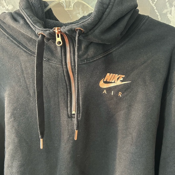Nike Women's Black and Gold Quarter-Zip Hoodie - Picture 3 of 8